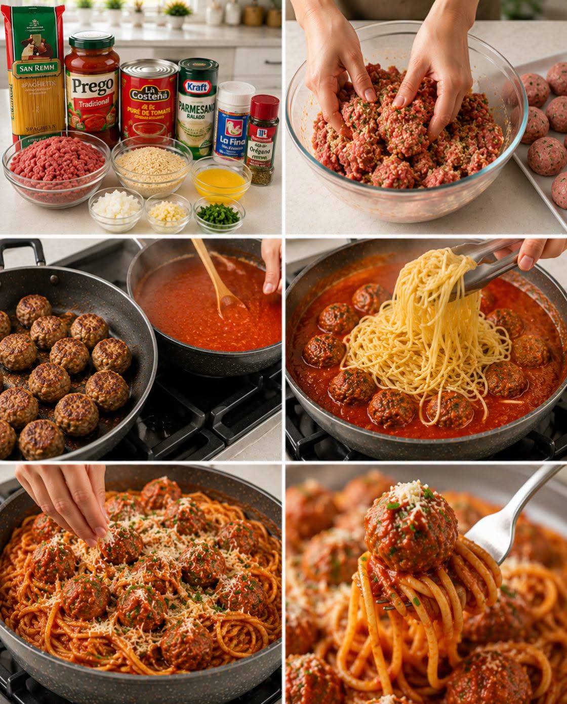 🍝🍅✨ ESPAGUETI ROJO CON ALBÓNDIGAS