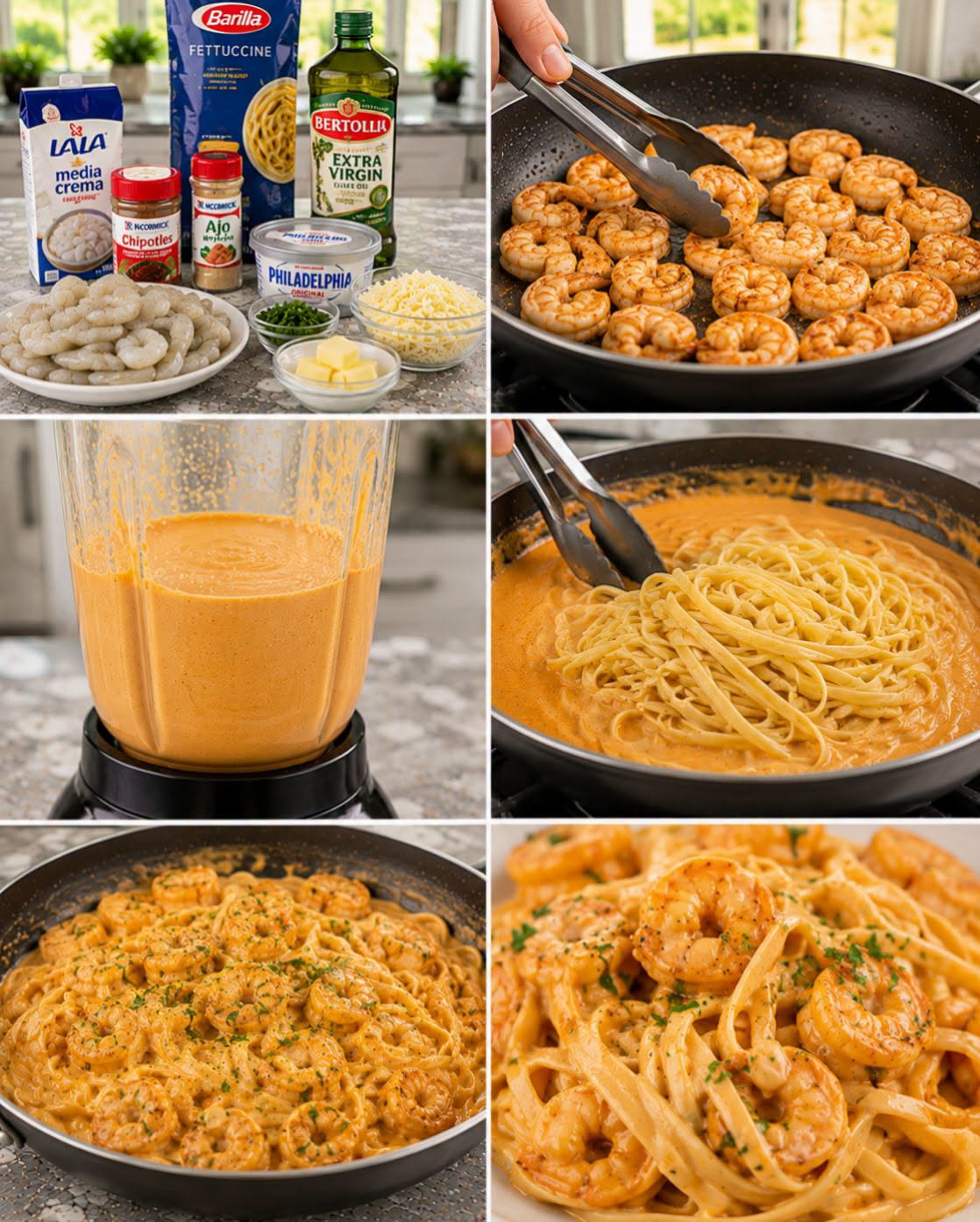 🍝🦐🌶️✨ FETTUCCINE CREMOSO AL CHIPOTLE CON CAMARONES