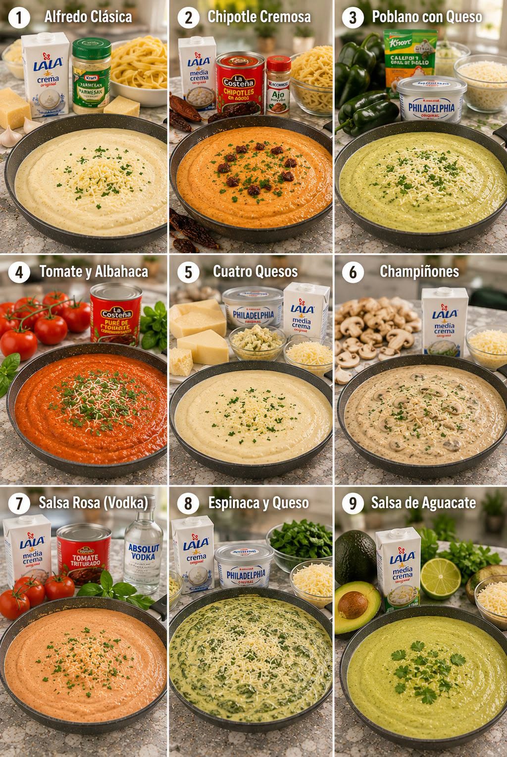 🍝✨ 9 SALSAS CASERAS PARA PASTA ¡CREMOSAS, FÁCILES Y LLENAS DE SABOR