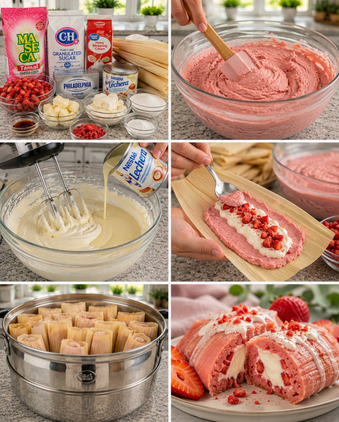 🍓🫔✨ TAMALES DE FRESA RELLENOS DE CHEESECAKE