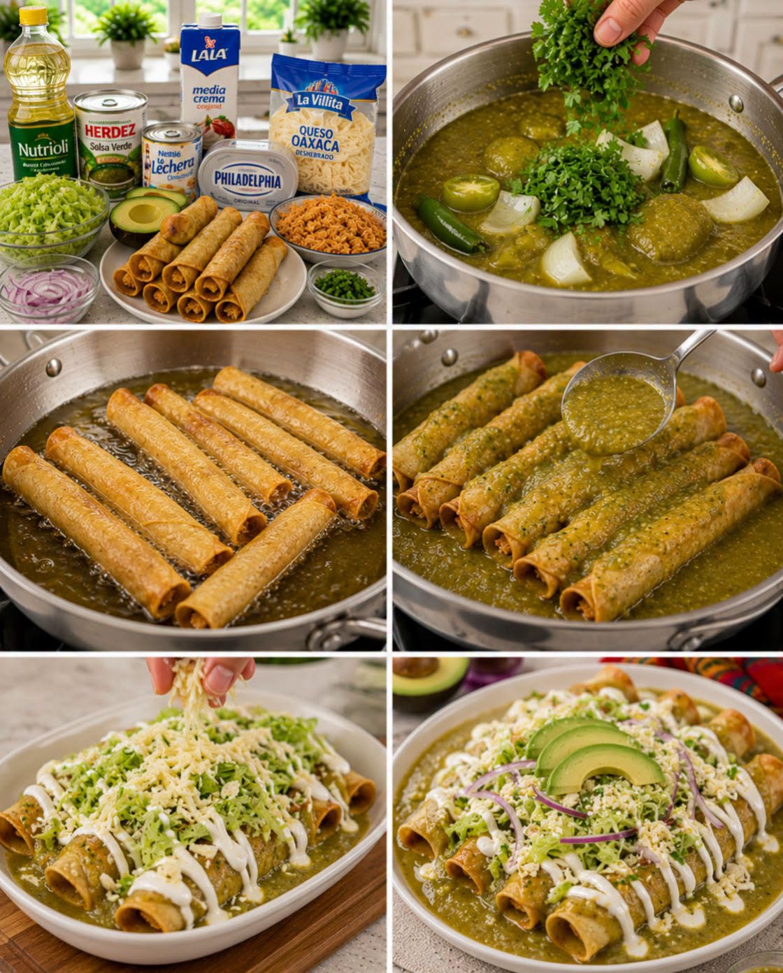 🌮💚✨ FLAUTAS AHOGADAS EN SALSA VERDE