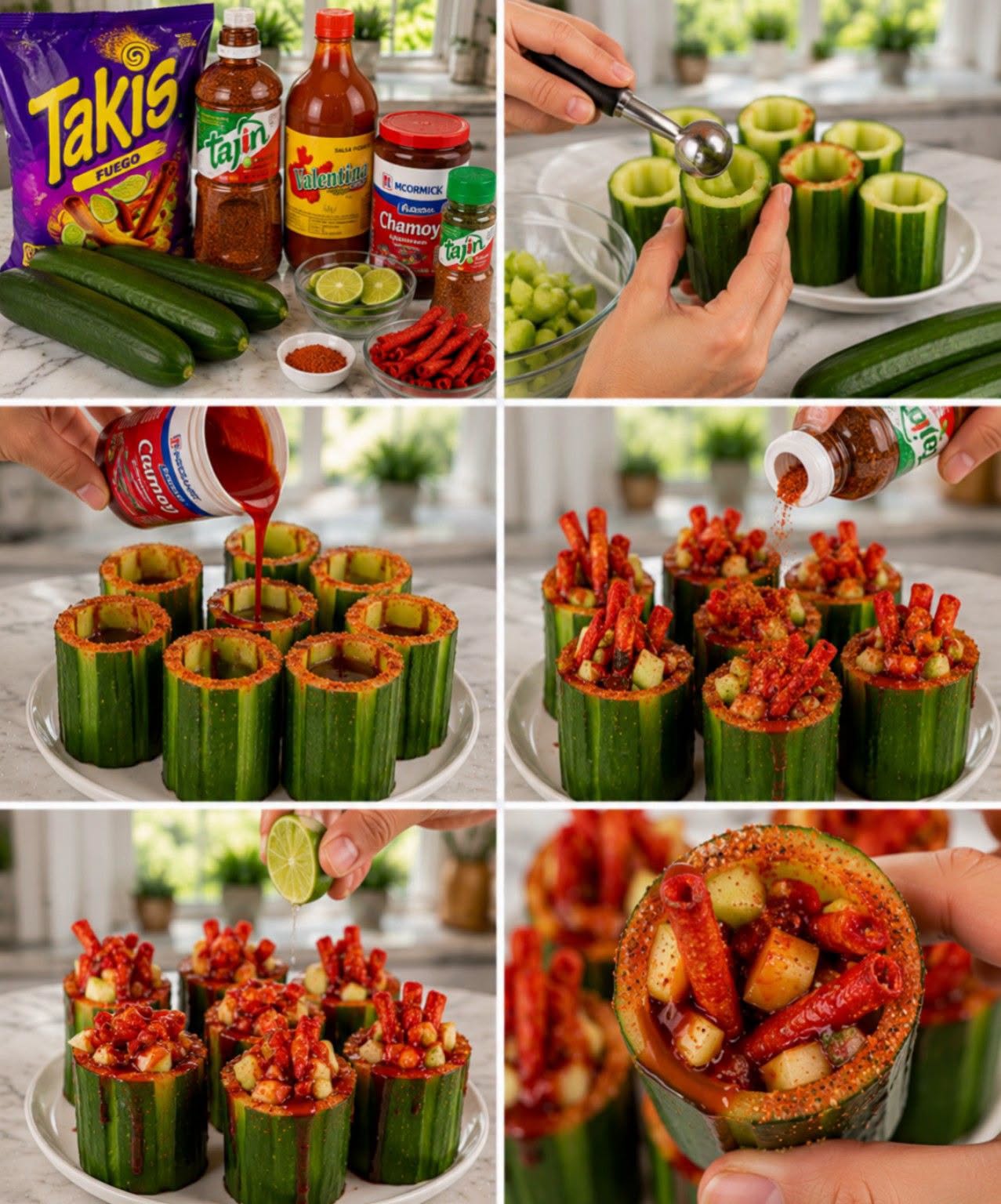 🥒🌶️🔥✨ PEPINOS RELLENOS ENCHILADOS CON TAKIS