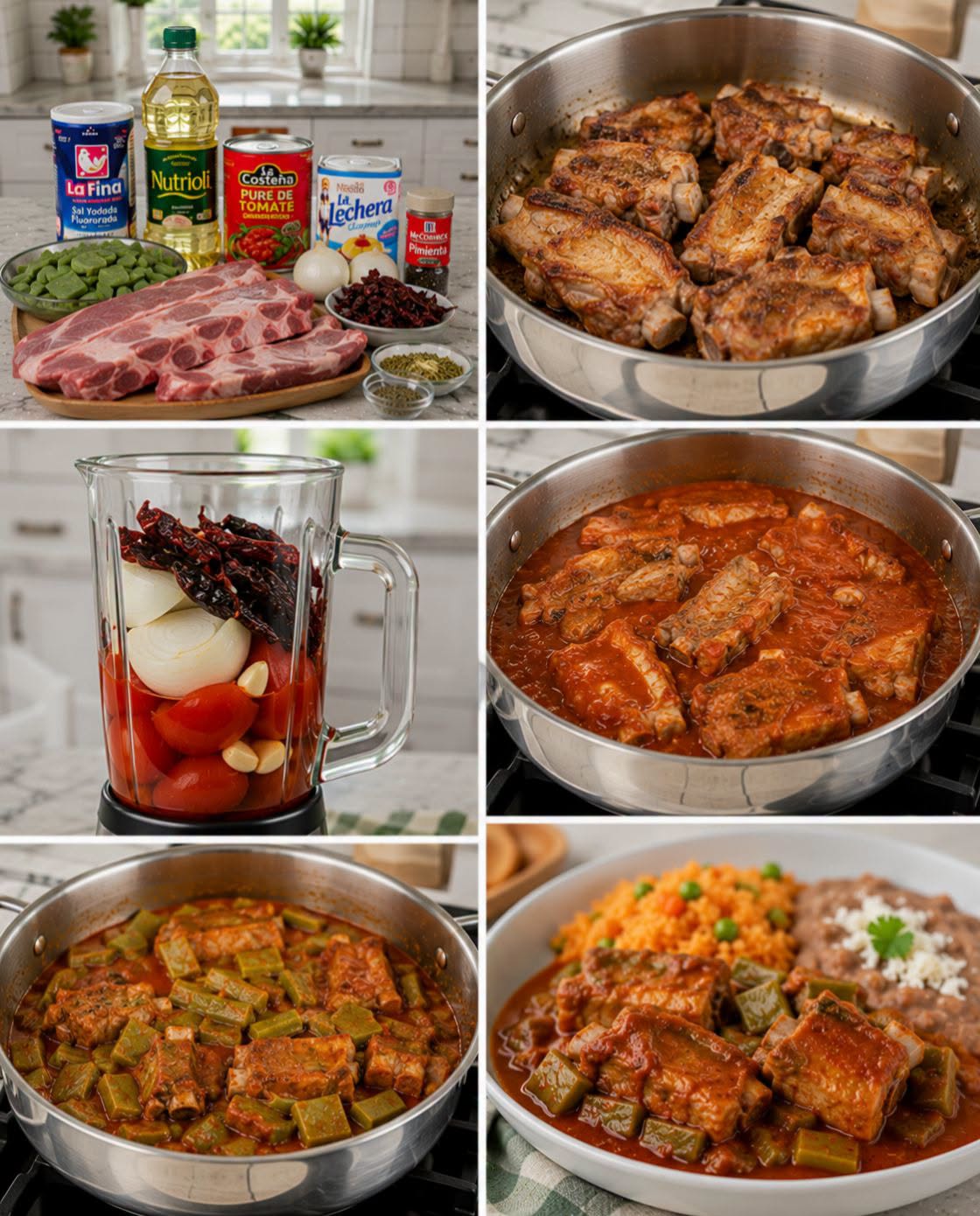 🥩🌵 COSTILLAS DE CERDO CON NOPALES EN SALSA ROJA 