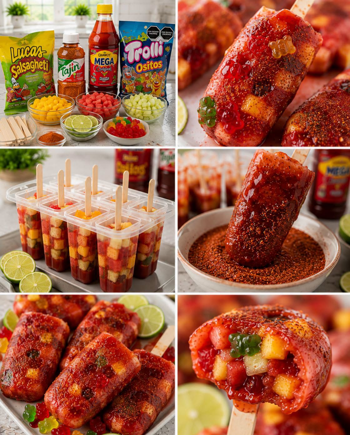 🍭🍉🌶️✨ PALETAS DE HIELO ENCHILADAS CON GOMITAS Y FRUTAS