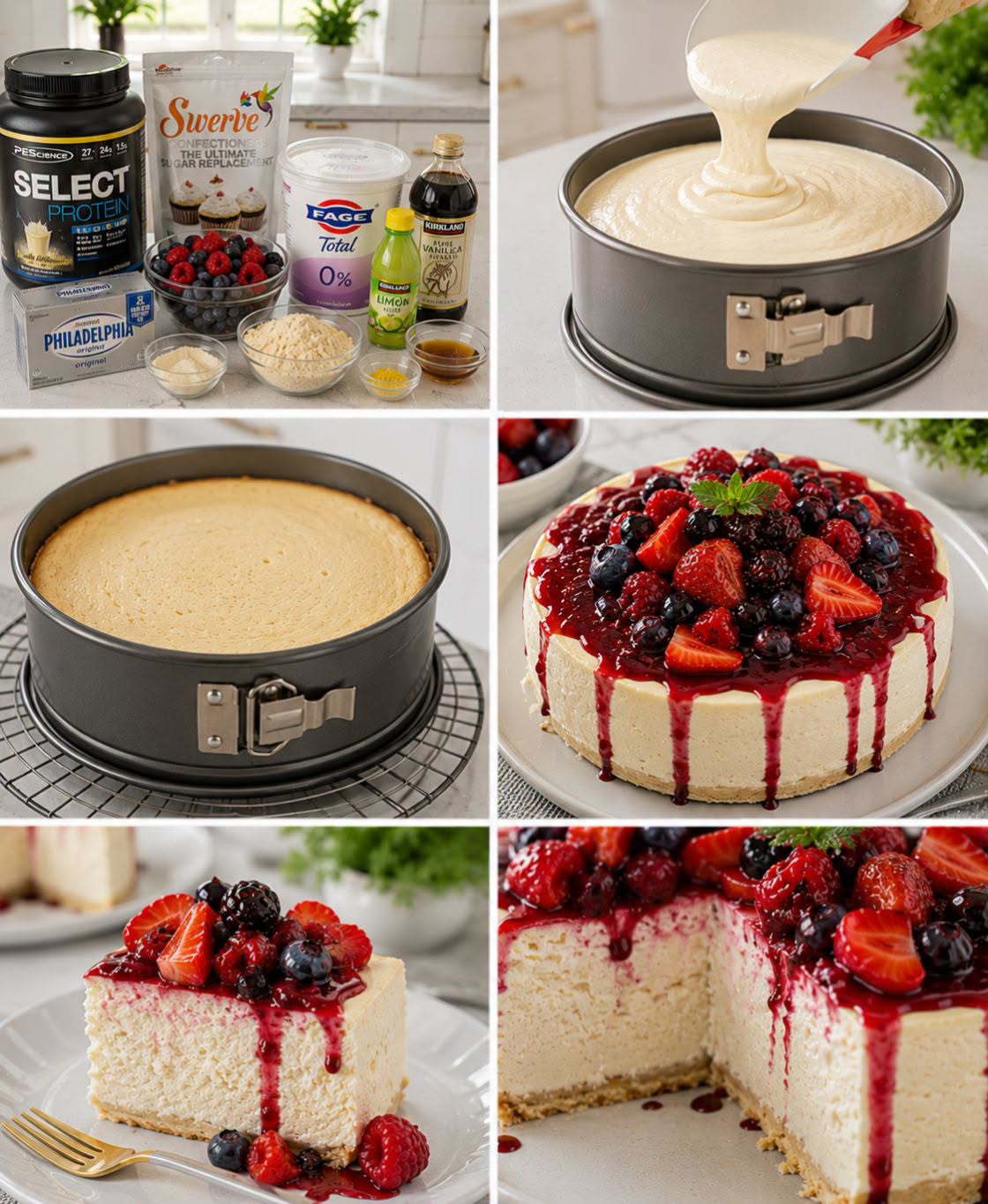 🫐🍓💪✨ CHEESECAKE ALTO EN PROTEÍNA CON FRUTOS ROJOS