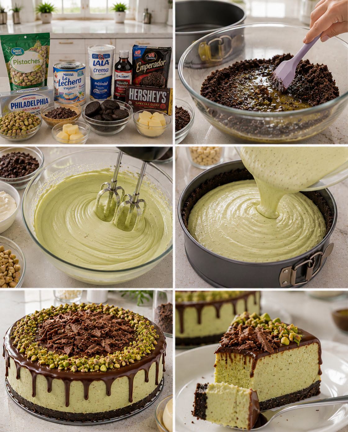 💚🍫🍰  CHEESECAKE DE PISTACHE Y CHOCOLATE