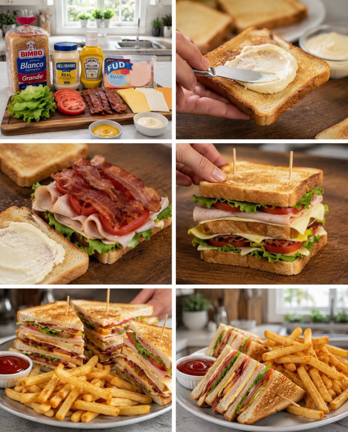 🥪🍟 CLUB SANDWICH DE PAVO CON PAPAS FRITAS