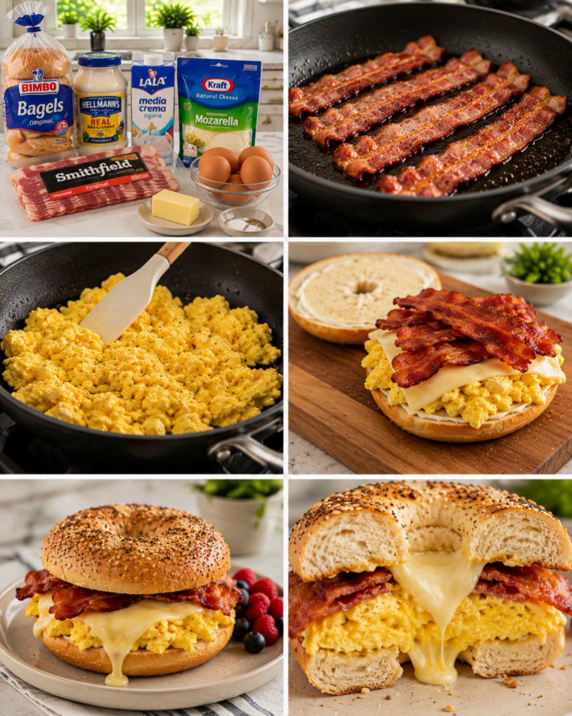 🥯🥓🧀✨ BAGEL DE HUEVO, TOCINO Y QUESO