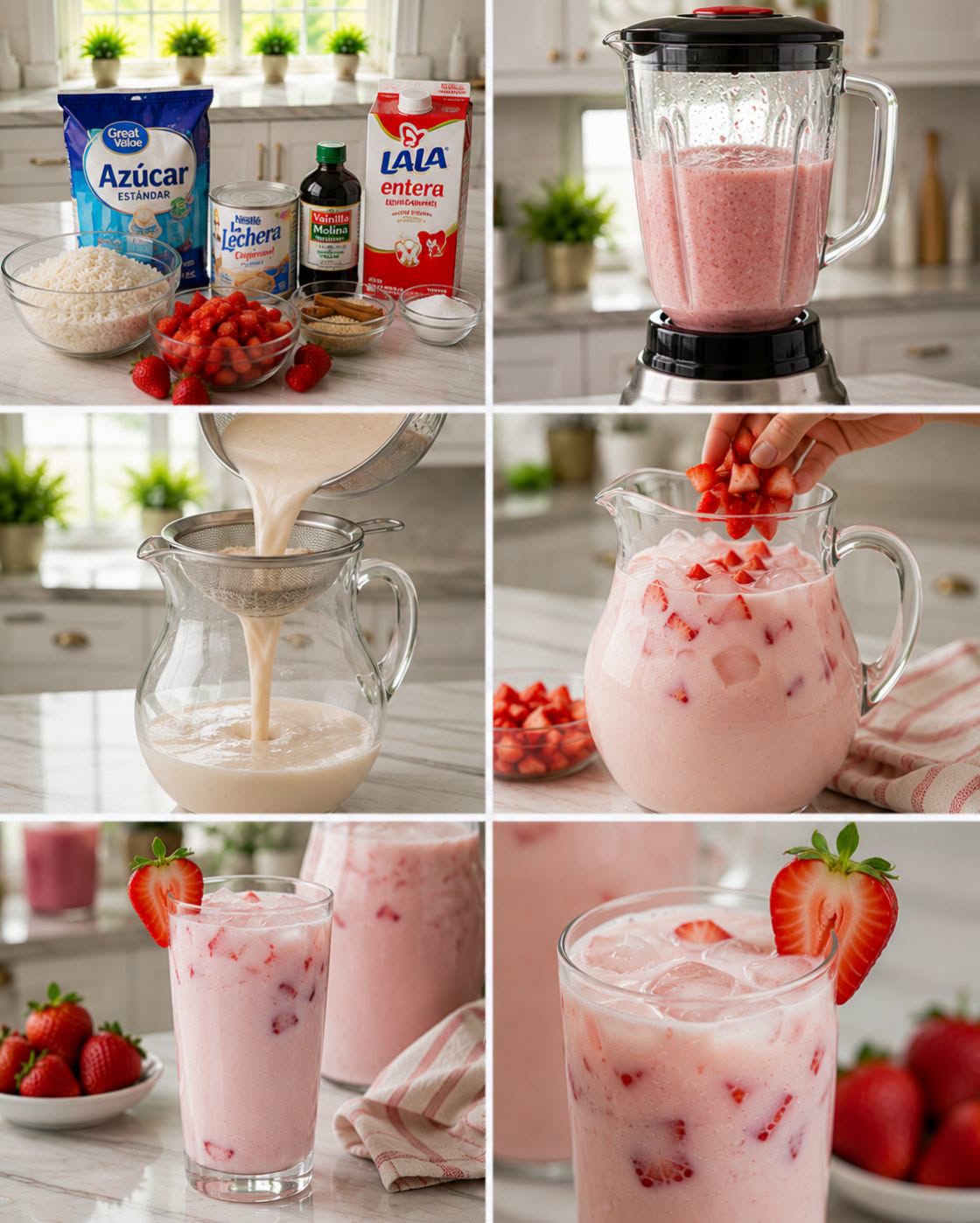 🍓🥛🌾 AGUA DE HORCHATA CON FRESA