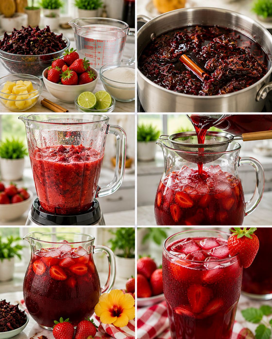 🍓🌺🧊✨ AGUA DE JAMAICA CON FRESA