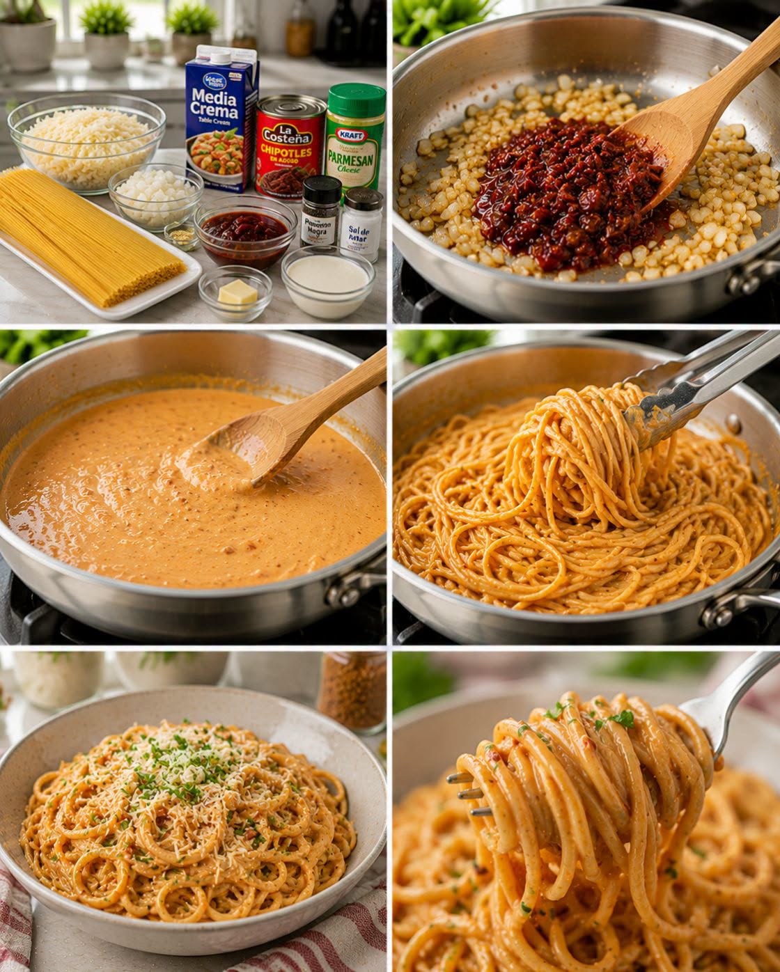 🍝🌶️🧀  ESPAGUETI AL CHIPOTLE