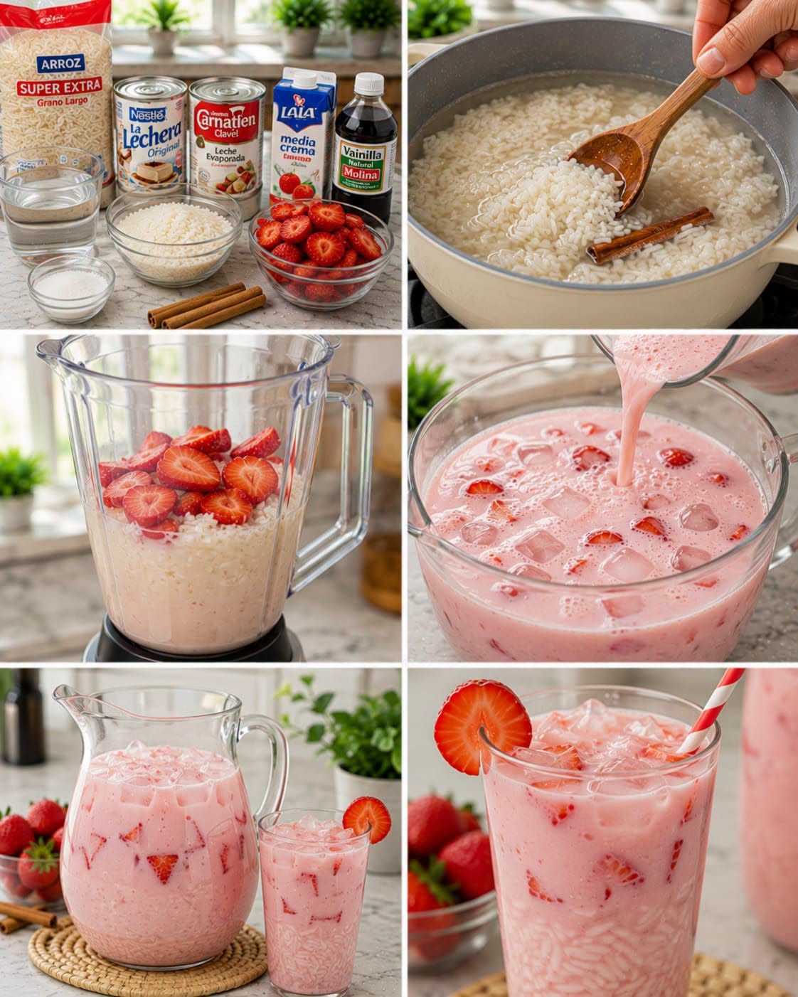 🍓🥛🌾✨ AGUA DE HORCHATA CON FRESA