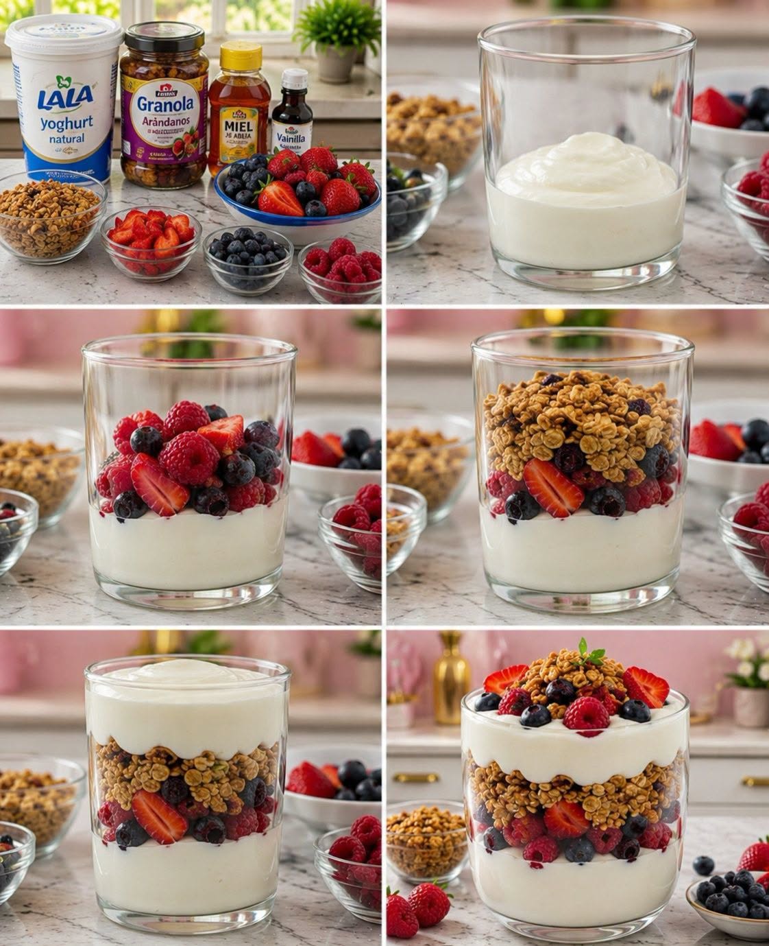 🥣🍓 VASO DE YOGURT CON FRUTOS ROJOS Y GRANOLA