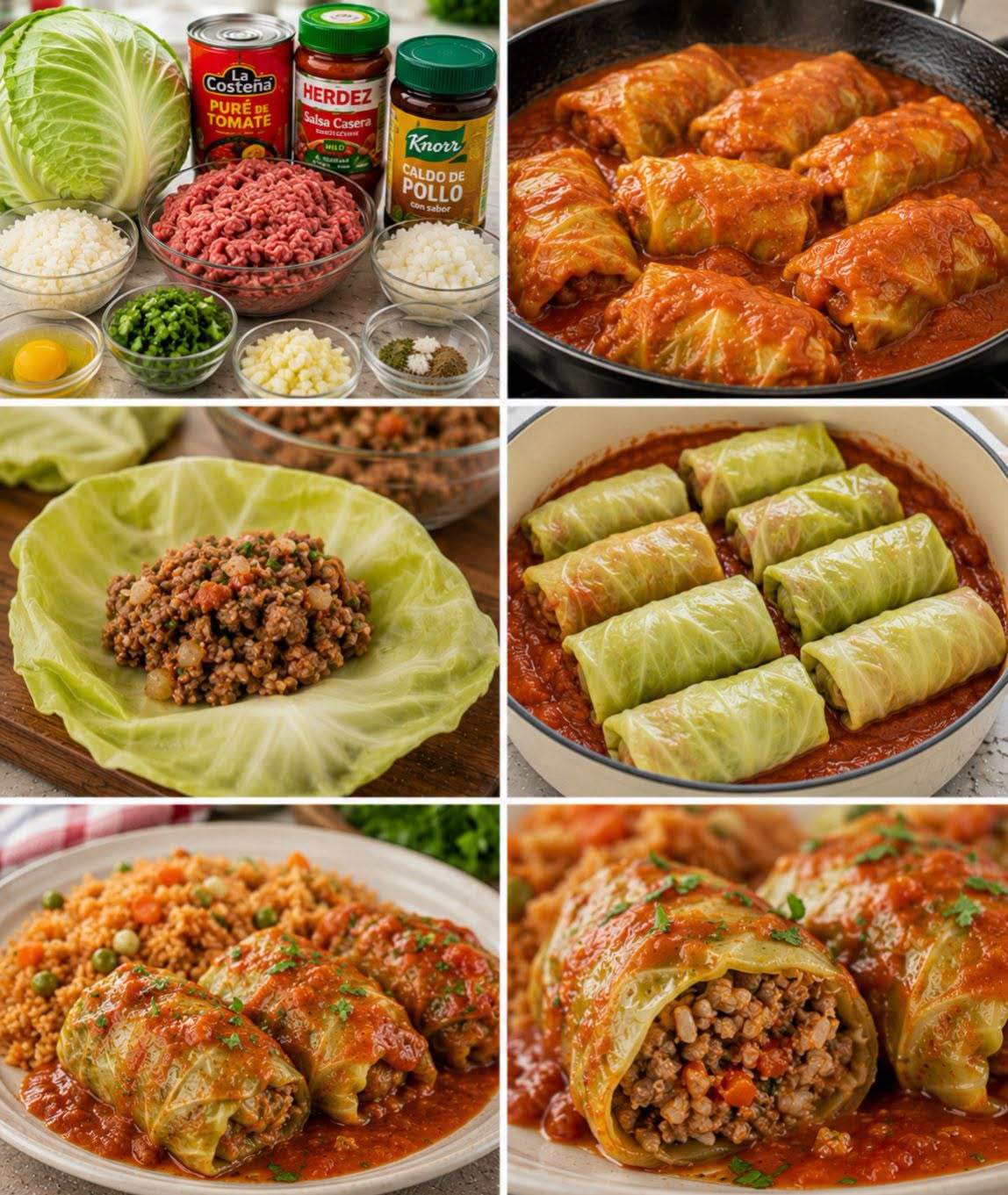 🥬🥩🍅 ROLLITOS DE COL RELLENOS DE CARNE CON ARROZ