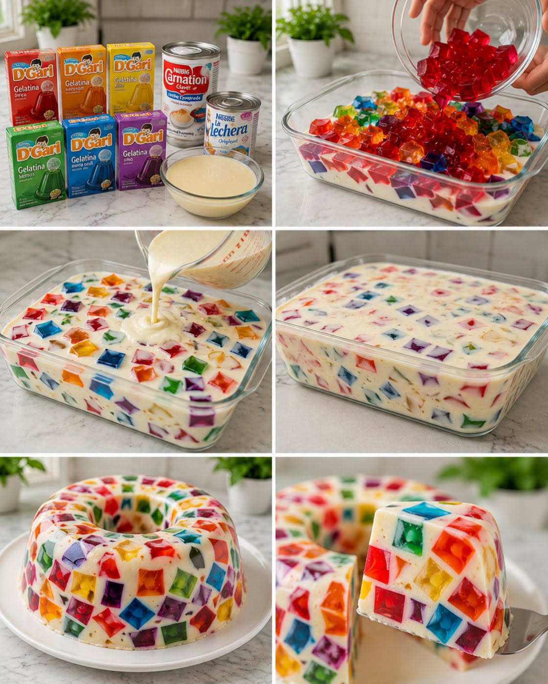 🍮🌈✨ GELATINA MOSAICO DE TRES LECHES