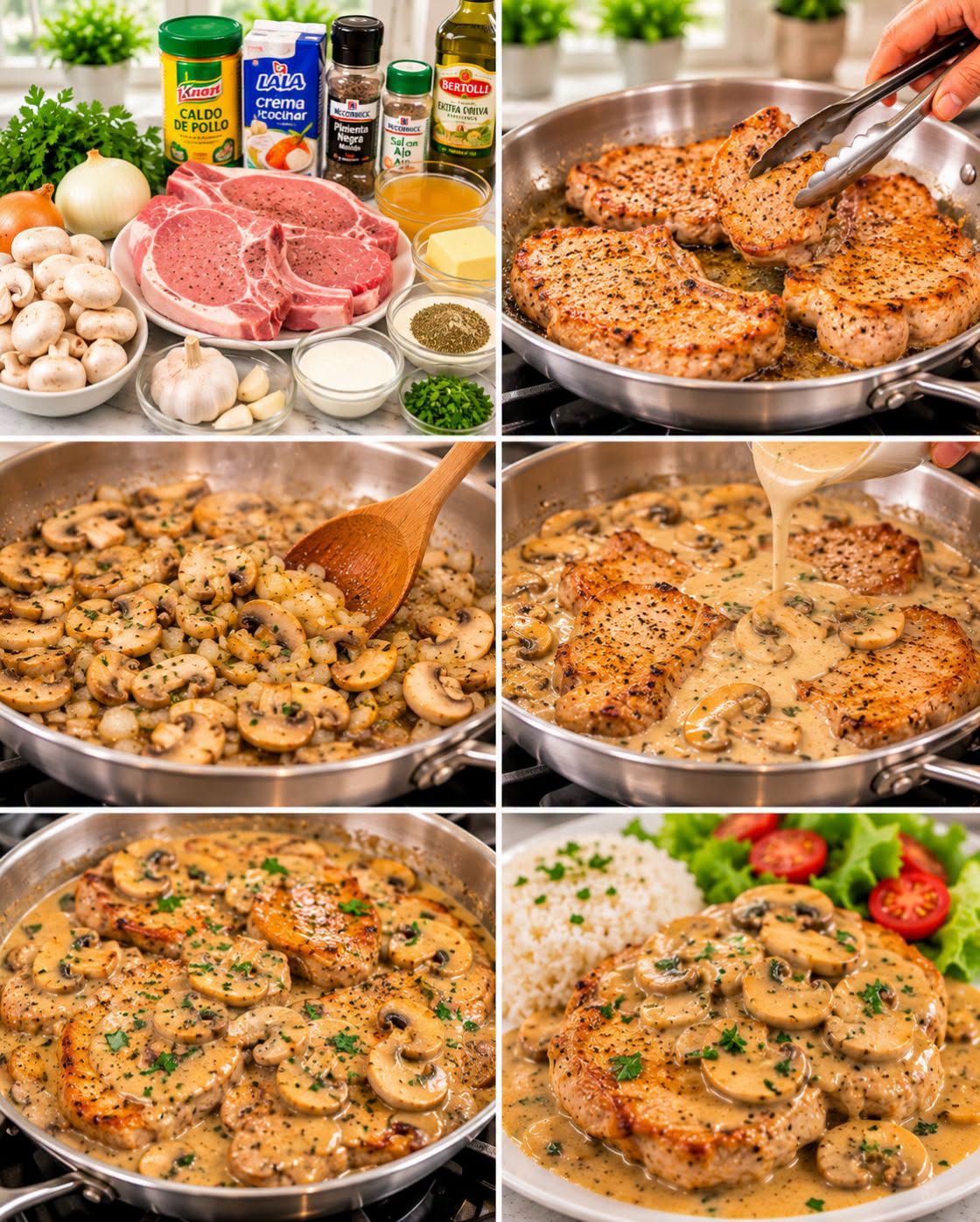 🥩🍄🥛  CHULETAS EN SALSA DE CHAMPIÑONES