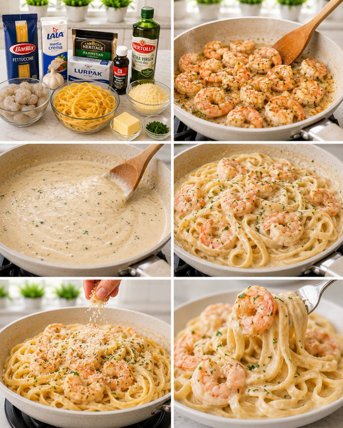 🍝🍤🧄  PASTA ALFREDO CON CAMARÓN