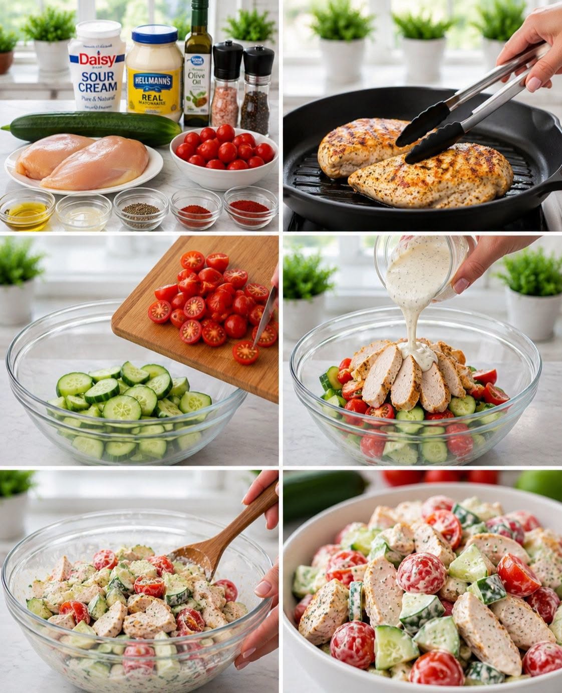 🥗 Pechuga de pollo con pepino y tomate cherry