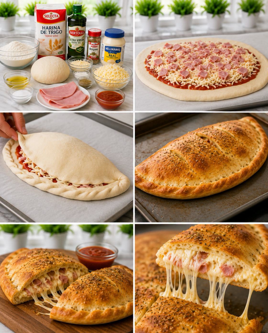 🥟🧀✨ CALZONE CASERO DE JAMÓN Y QUESO