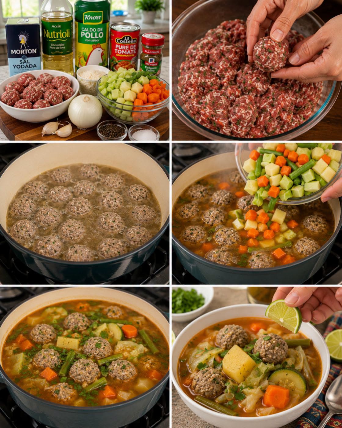 🥣🥕🥔  CALDO DE ALBÓNDIGAS CON VERDURAS
