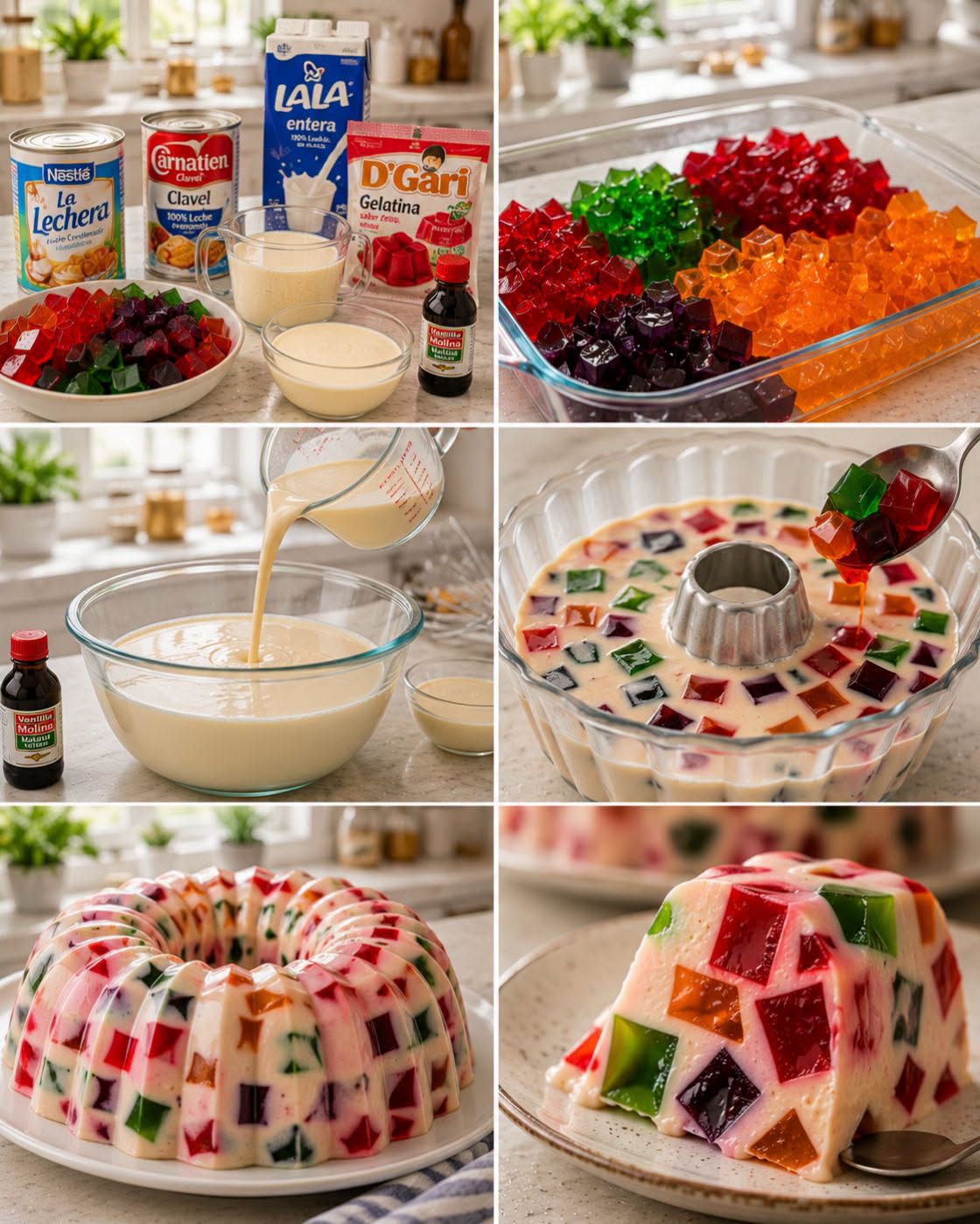 🍮🌈🥛✨ GELATINA MOSAICO DE TRES LECHES