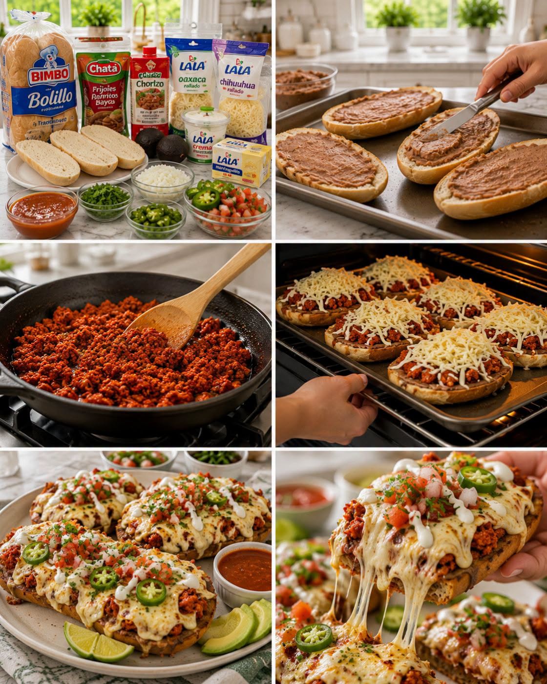 🥖🧀🌭  MOLLETES CON CHORIZO Y QUESO