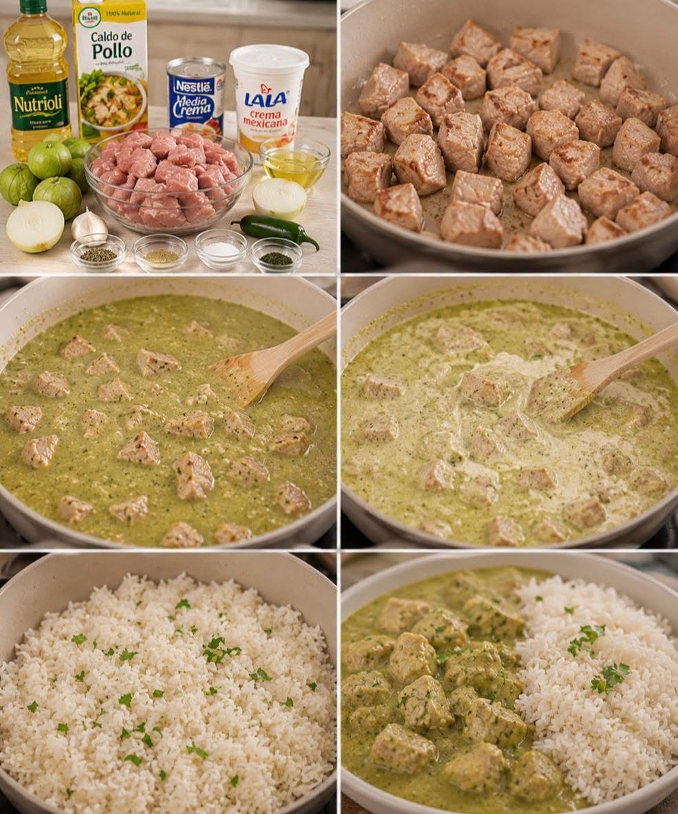 ENTOMATADO (CREMOSO) DE PUERCO EN SALSA VERDE 