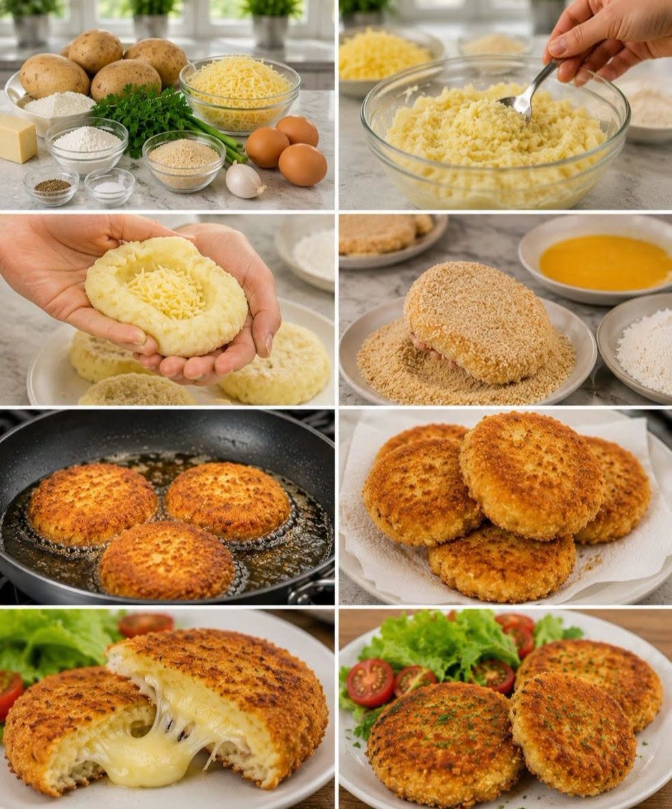 TORTITAS DE PAPA RELLENAS DE QUESO 