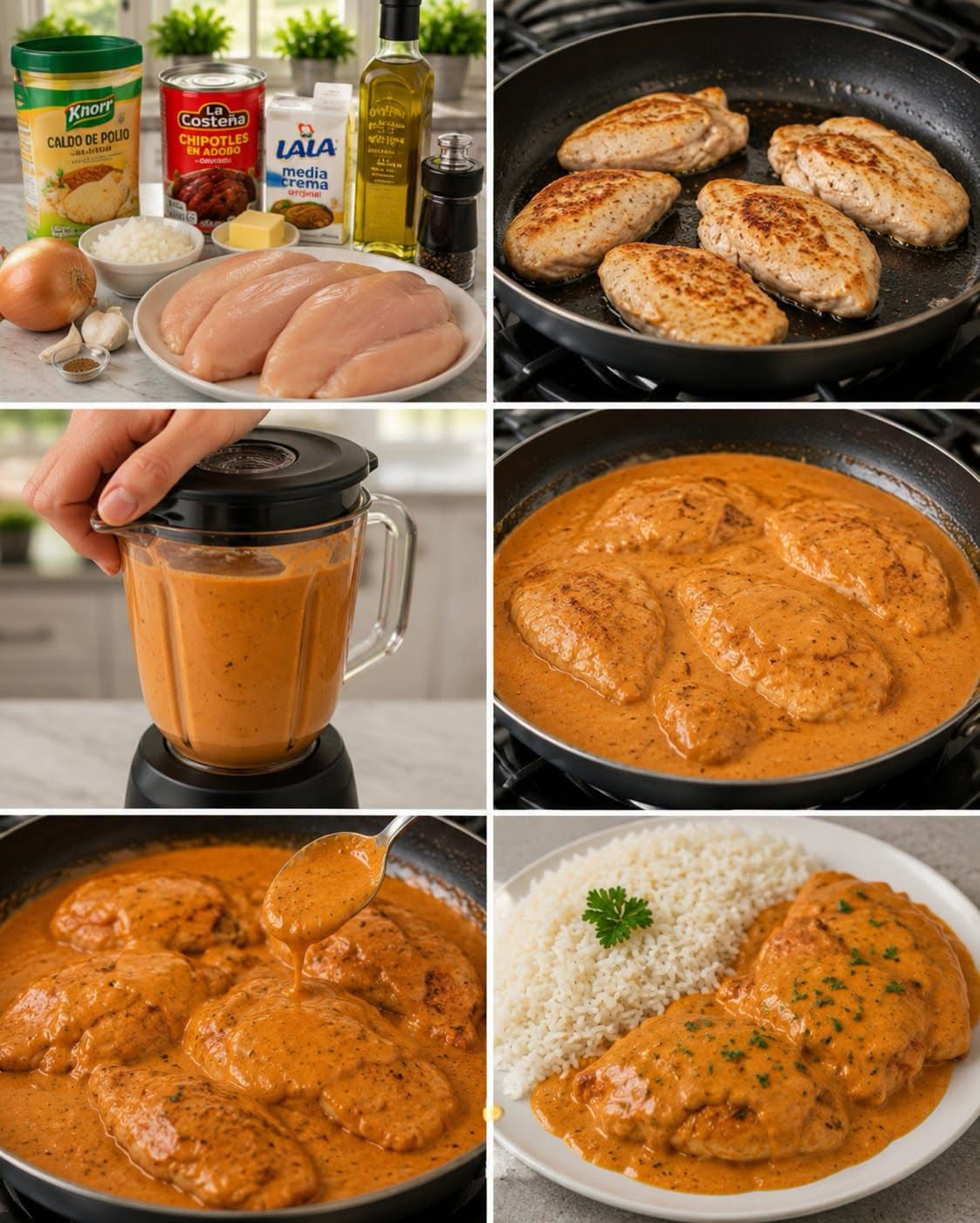 POLLO EN SALSA DE CHIPOTLE CREMOSA