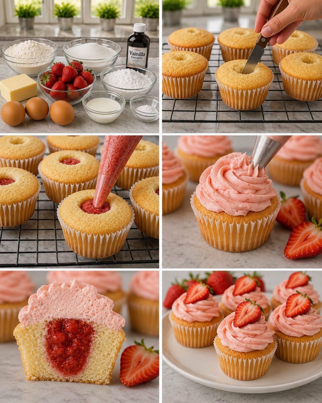 CUPCAKES RELLENOS DE FRESA