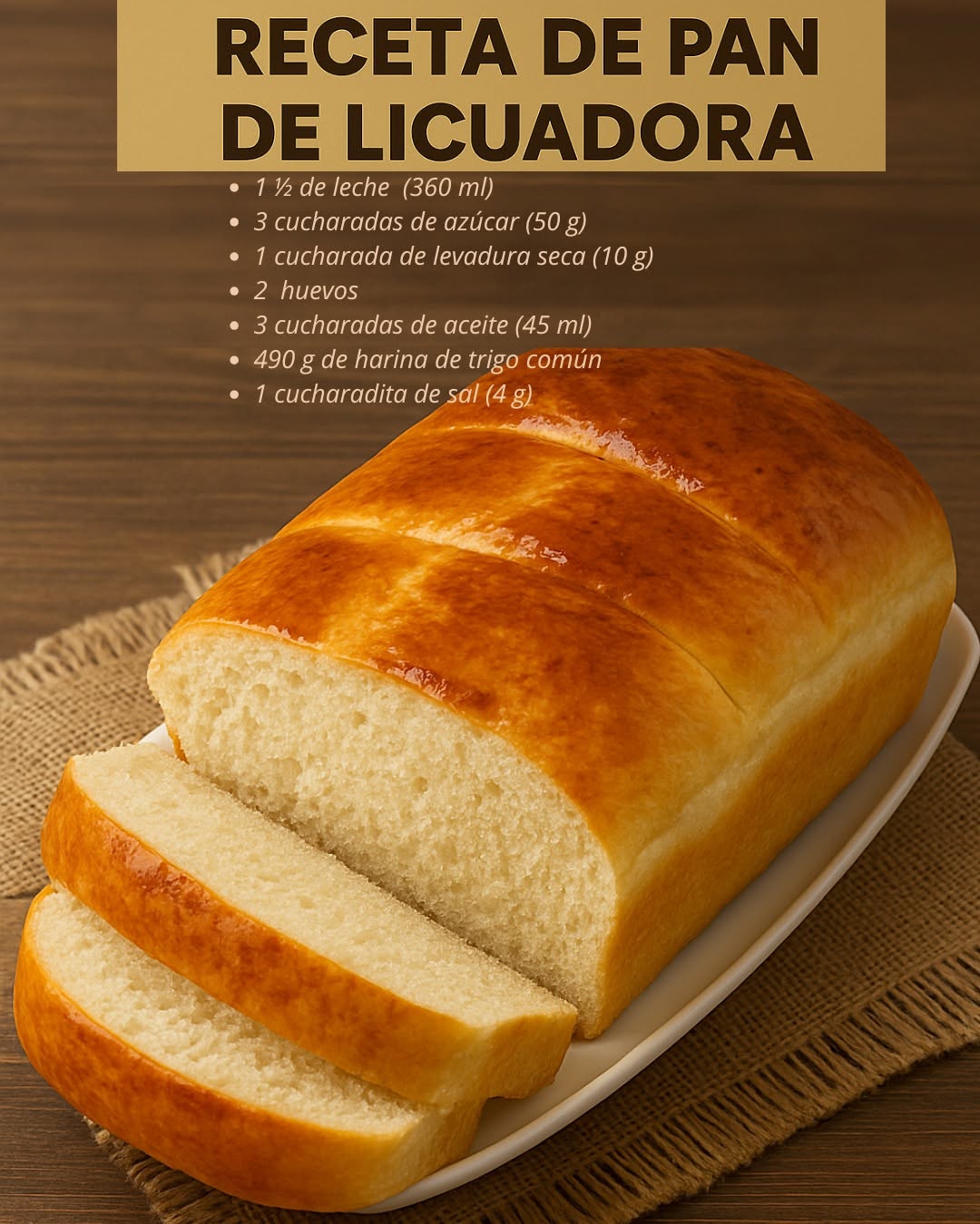 RECETA DE PAN DE LICUADORA (no necesita amasar)