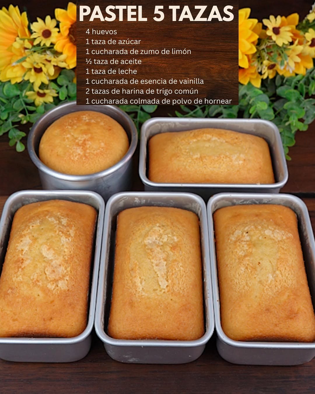 Te dejo mi receta de Pastel 5 Tazas (rinde bastante y deja buena Ganancia)