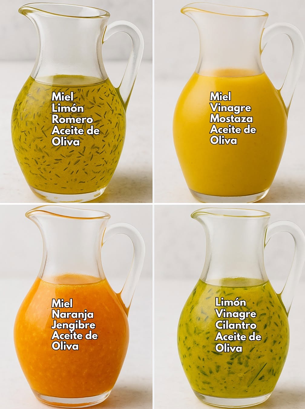 🍋🌿4 Ideas de Vinagretas para tus Ensaladas🍯