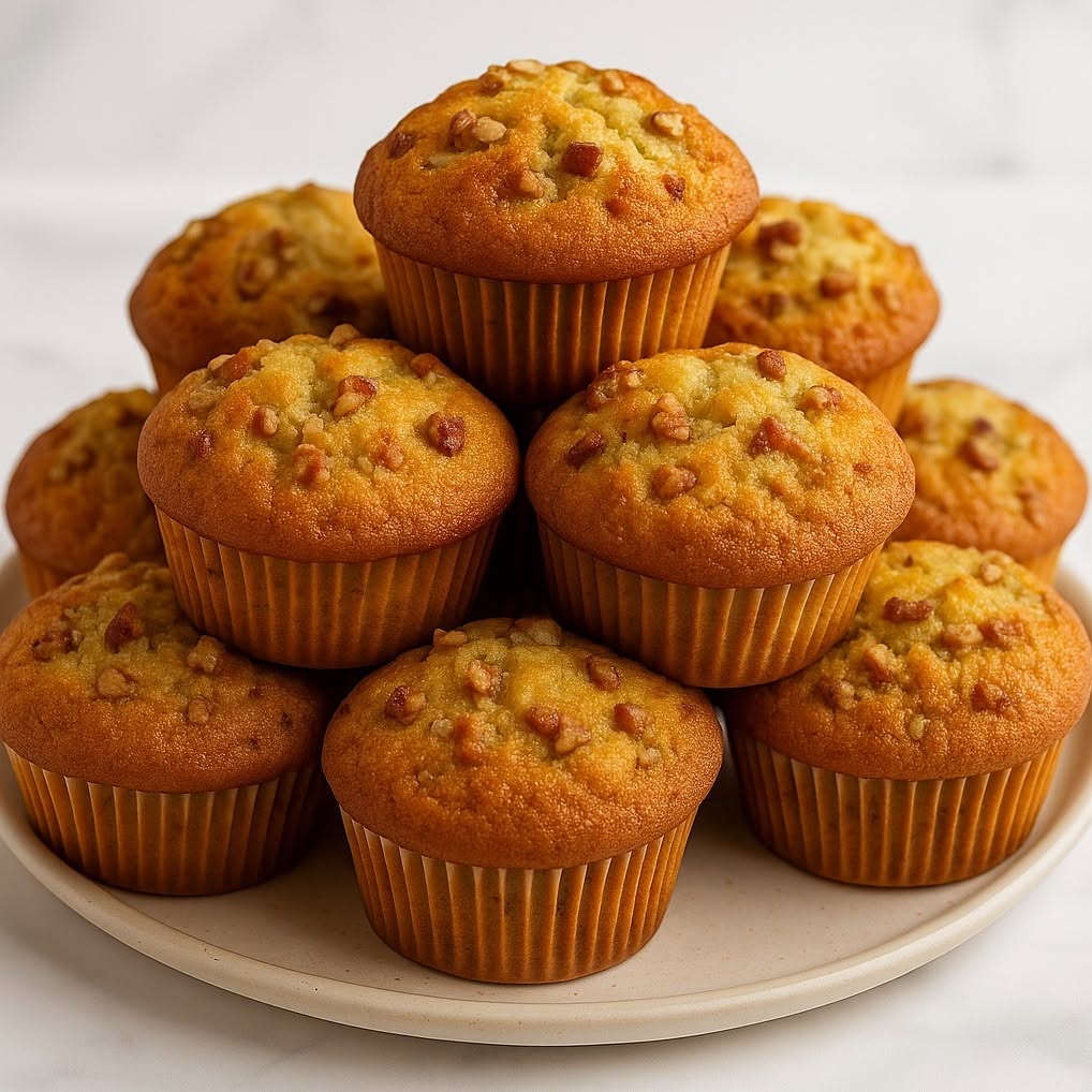 Magdalenas caseras de nueces y manzana (receta de la abuela)