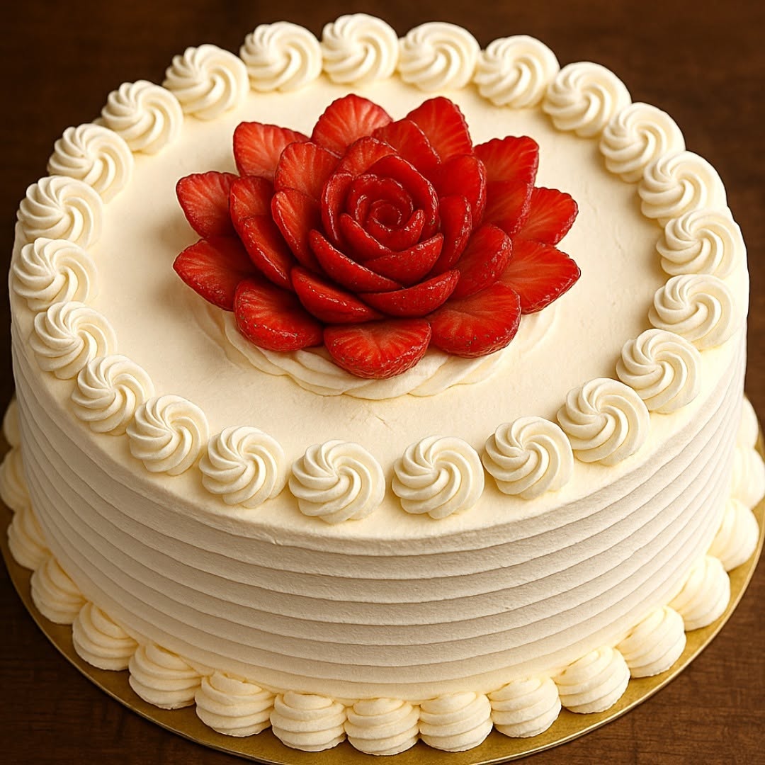 Te comparto mi receta de torta de fresa (rinde para 40 personas)