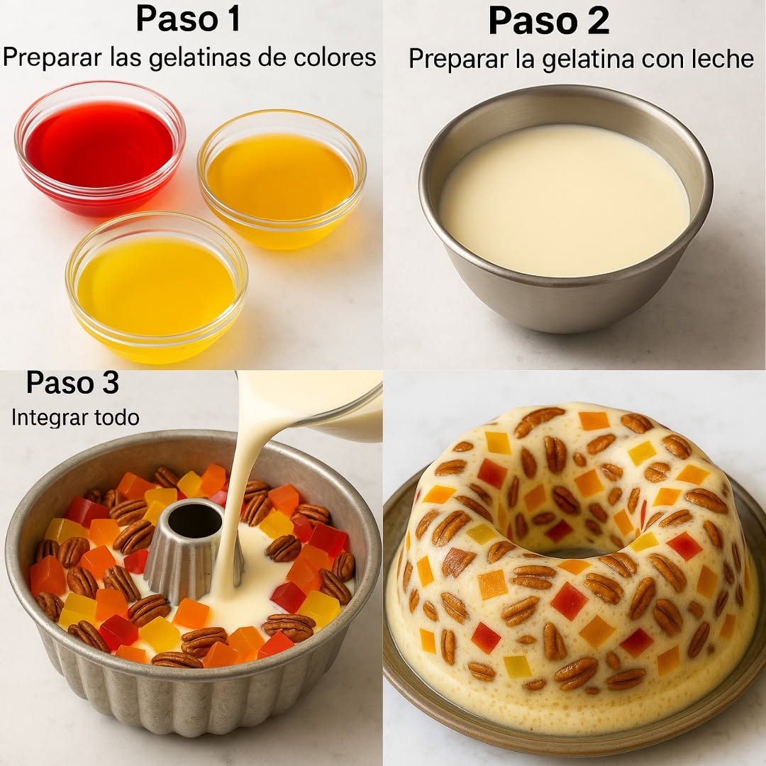 POSTRE DE GELATINA MOSAICO CON NUECES (paso a paso)