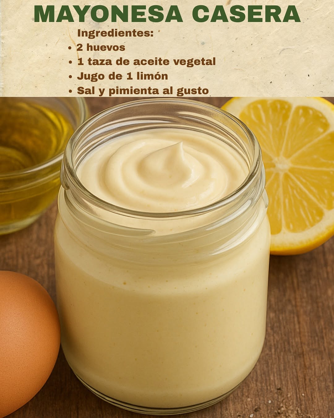 MAYONESA CASERA (Receta fácil y rápida)