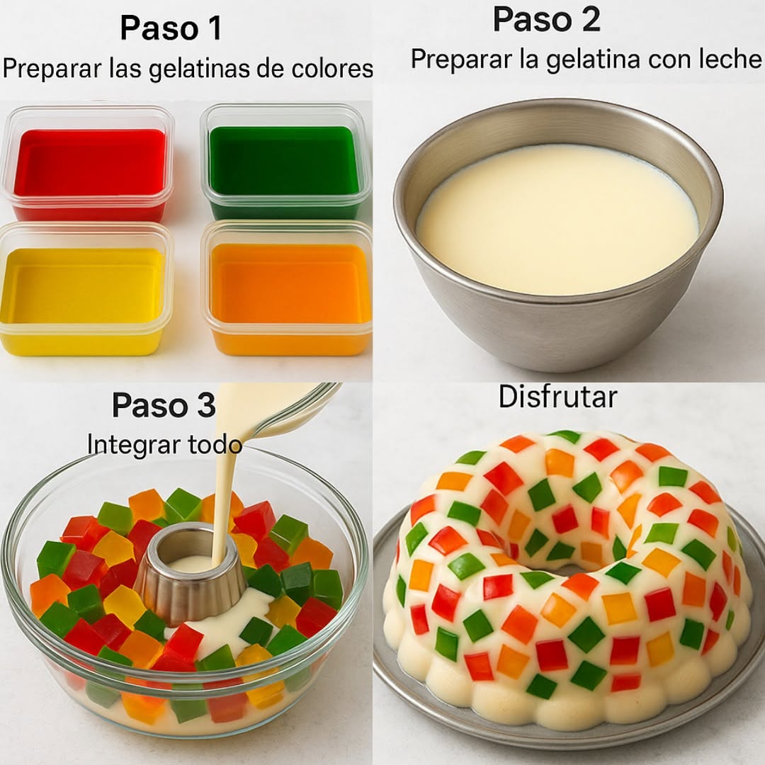 TE DEJO MI RECETA DE POSTRE DE GELATINA MOSAICO (paso a paso)