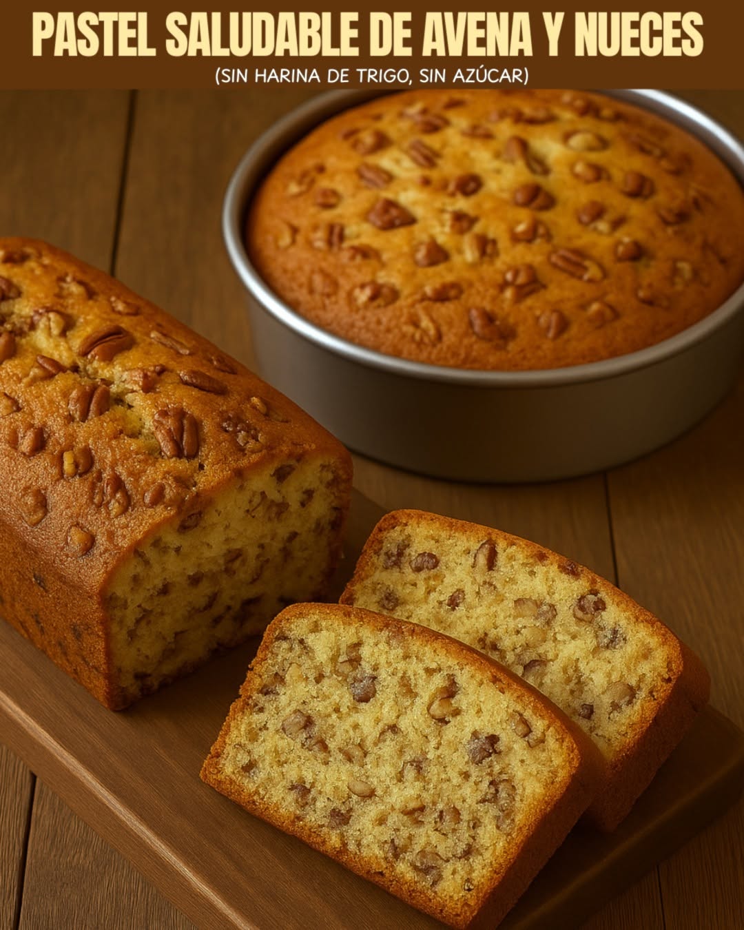 Pastel saludable de avena y nueces (sin harina de trigo, sin azúcar) Ideal para el desayuno, merienda o antojo saludable