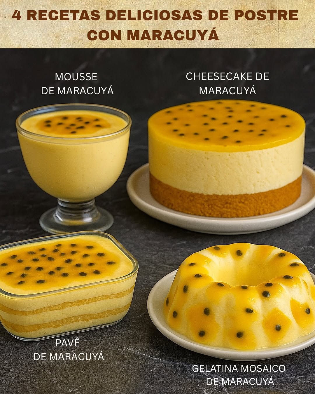 TE DEJO MIS 4 RECETAS DELICIOSAS DE POSTRE CON MARACUYÁ