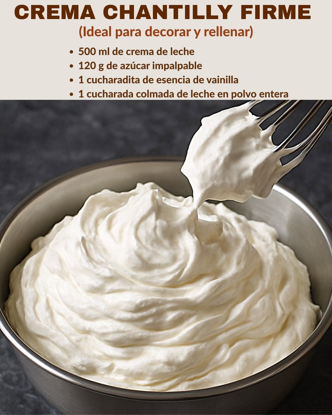 CREMA CHANTILLY FIRME (Ideal para decorar y rellenar)