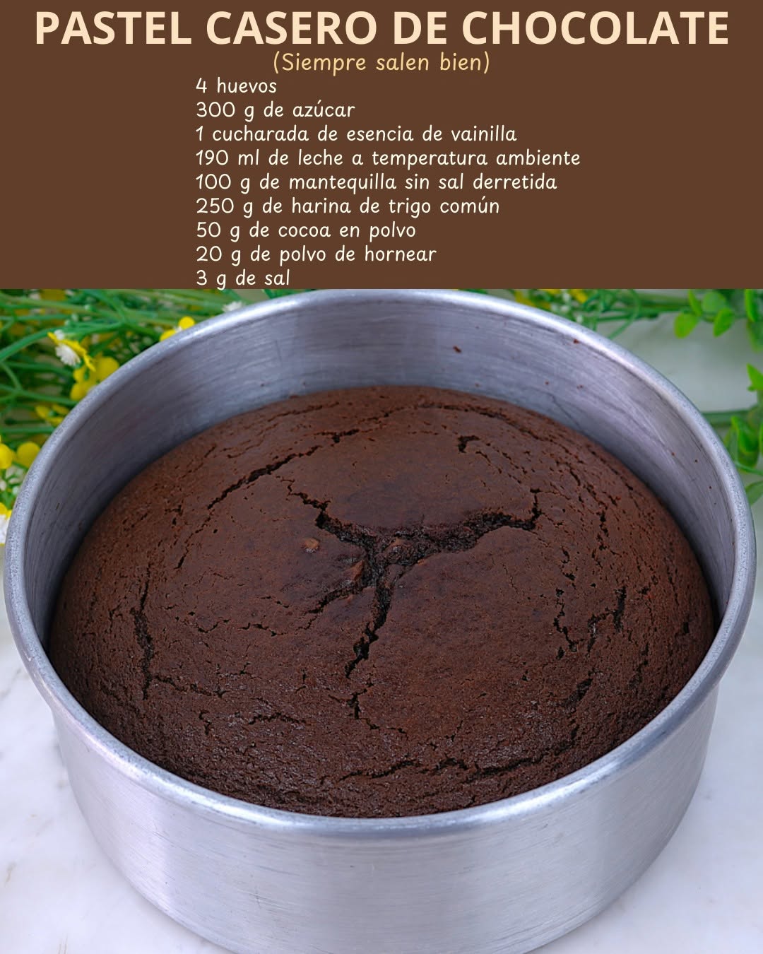 Esta receta de PASTEL CASERO DE CHOCOLATE (Siempre salen bien) nunca falla