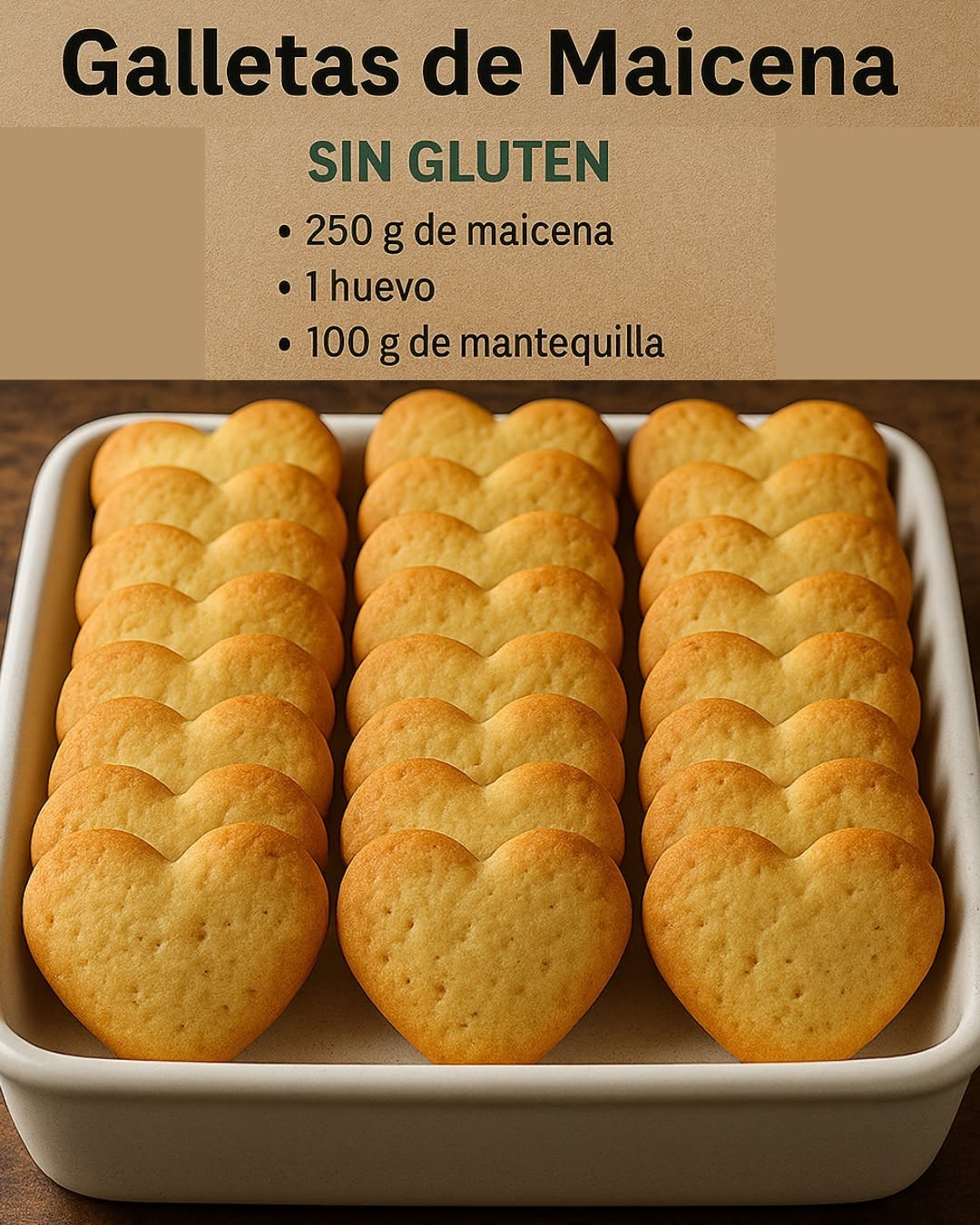 Esta receta no lleva harina de trigo ni levaduras con gluten