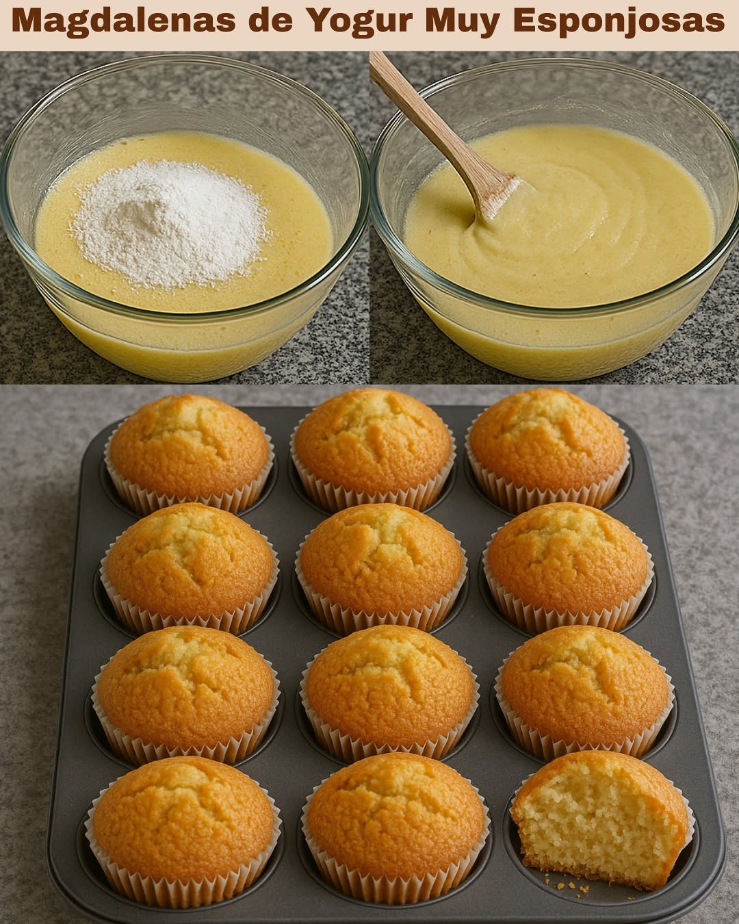 Magdalenas de Yogur Muy Esponjosas 
