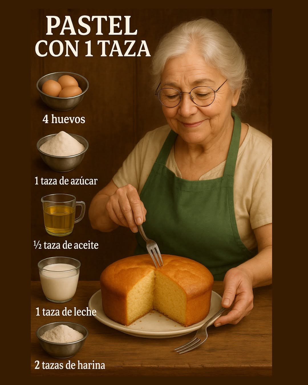Pastel con 1 taza Nunca más te saldrá mal 🥰