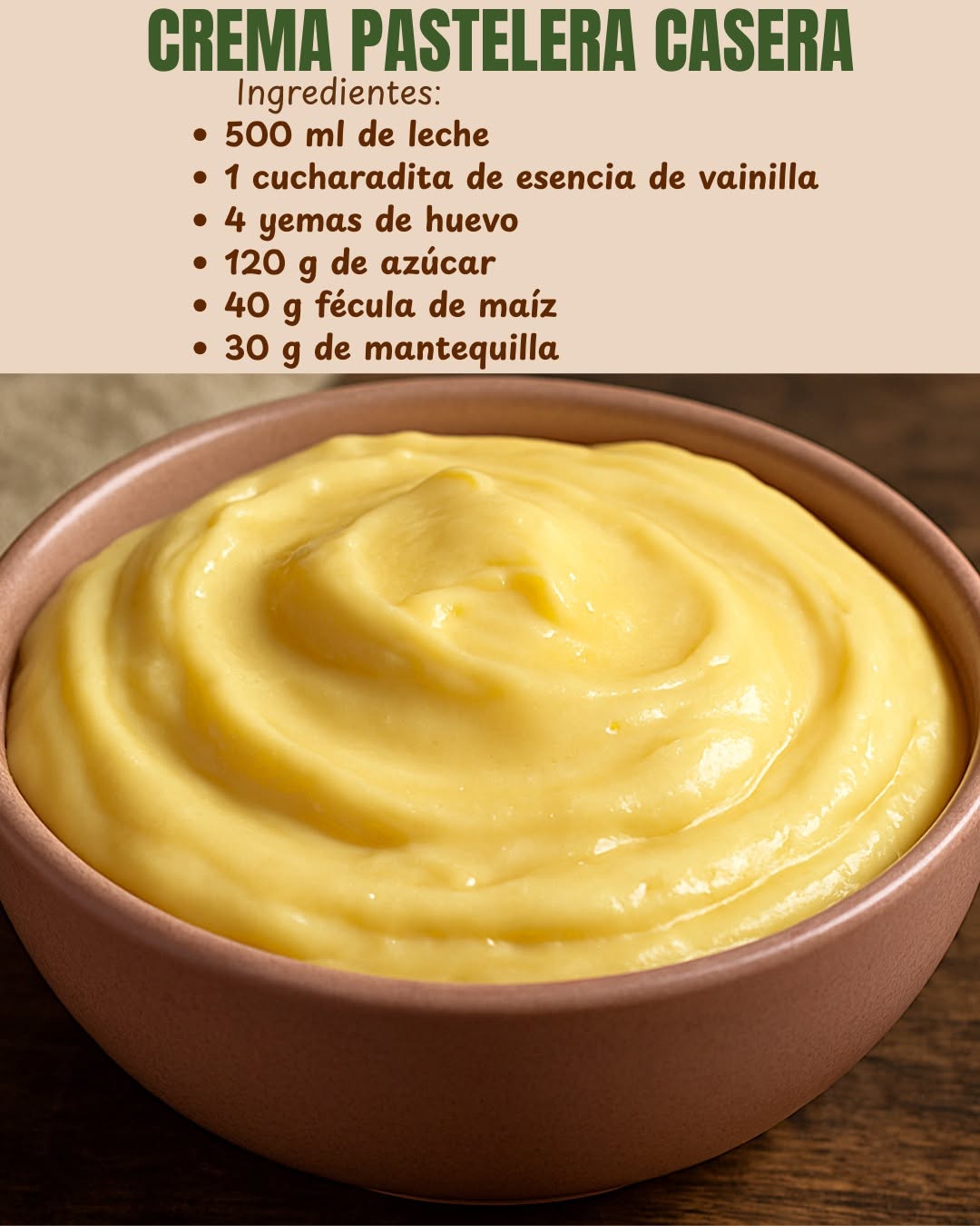 Te comparto mi receta de Crema pastelera casera 