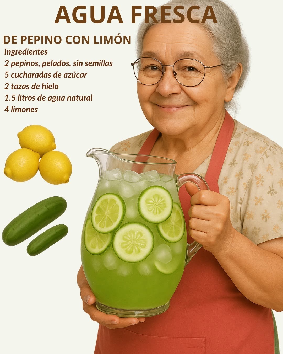 AGUA FRESCA DE PEPINO CON LIMÓN 🥒🍋