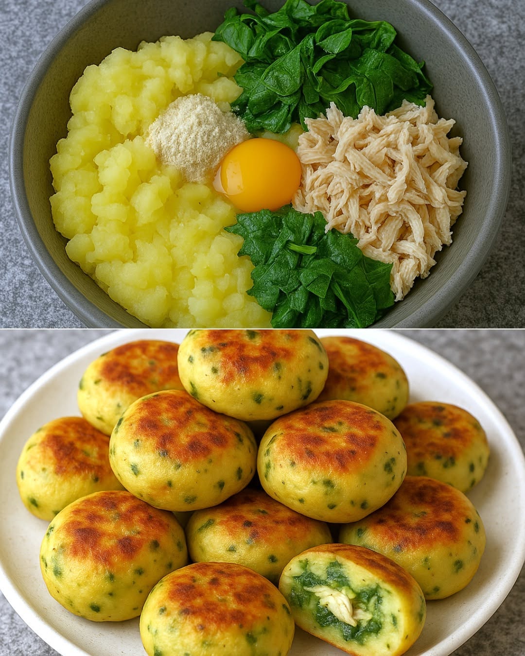 Bolitas de espinaca con pollo 🥬🥔