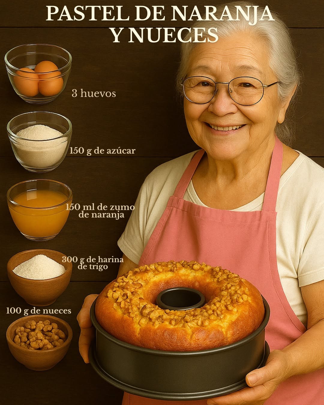 Hecho por la abuela Pastel de naranja y nueces