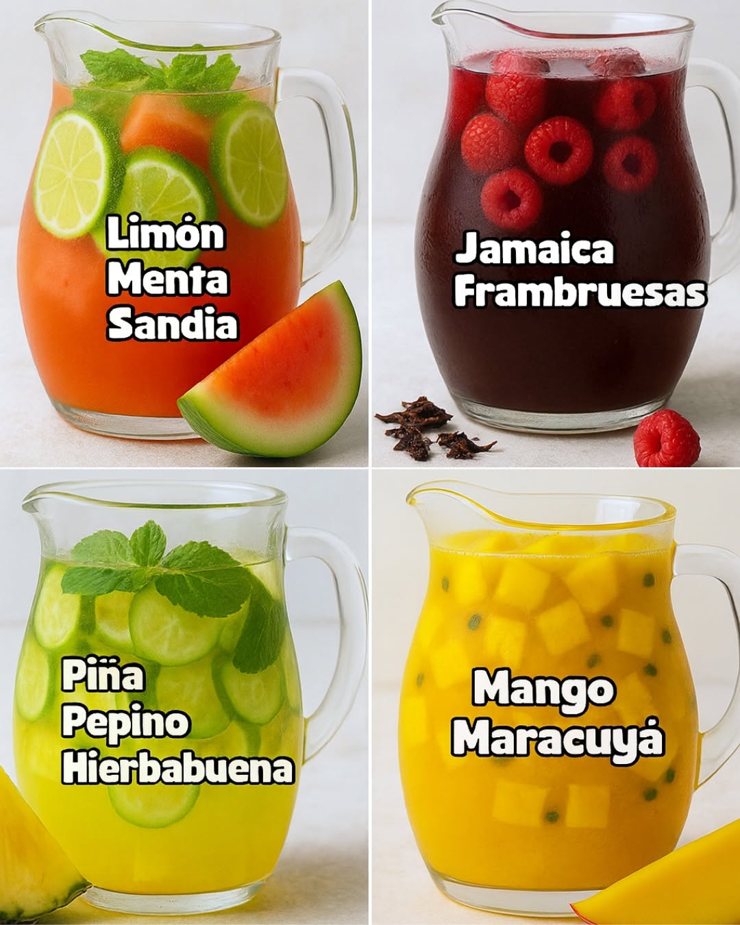 🍍🥭Ideas saludables de Aguas Frescas 🍉🍋